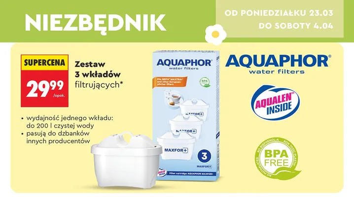 Zestaw 3 wkładów filtrujących promocja w Biedronka