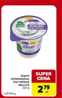 Jogurt śmietankowy bez laktozy Maluta promocja w Carrefour Market