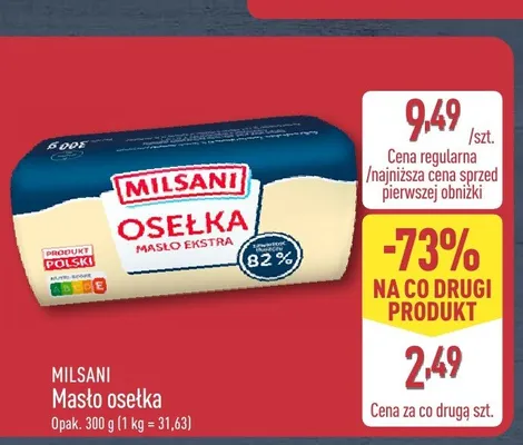 Masło osełka Milsani promocja w Aldi
