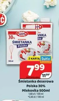 Śmietanka deserowa Polska 30% Mlekovita promocja w Delfin