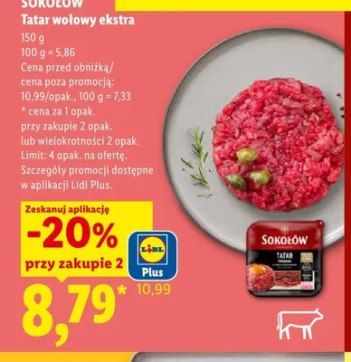 Tatar wołowy ekstra Sokołów promocja w Lidl