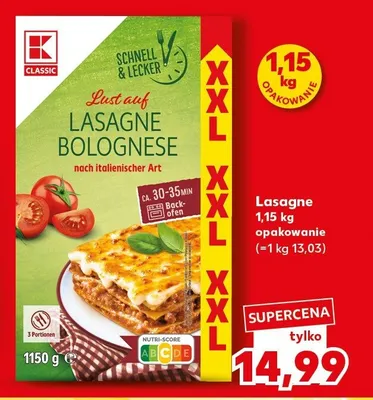 Lasagne K-Classic promocja w Kaufland