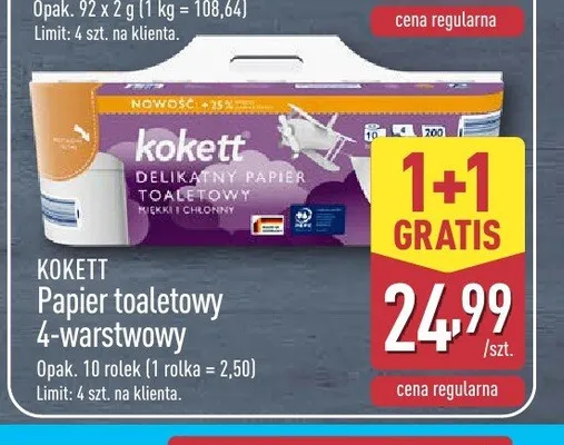 Papier toaletowy 4-warstwowy Kokett promocja w Aldi