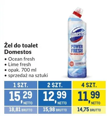Żel do toalet Domestos Ocean fresh, Lime fresh promocja w Makro