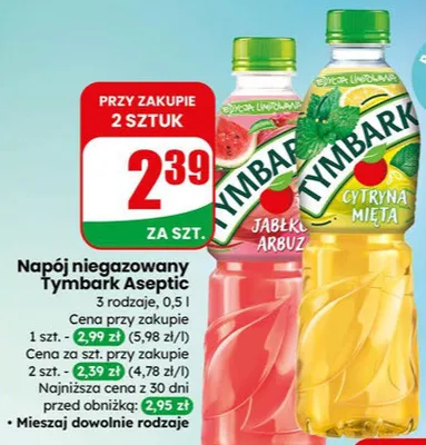 Napój niegazowany aseptic jabłko arbuz promocja w Dino