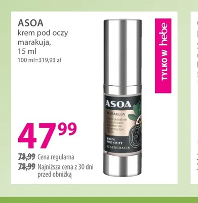 Krem pod oczy marakuja Asoa promocja w Hebe