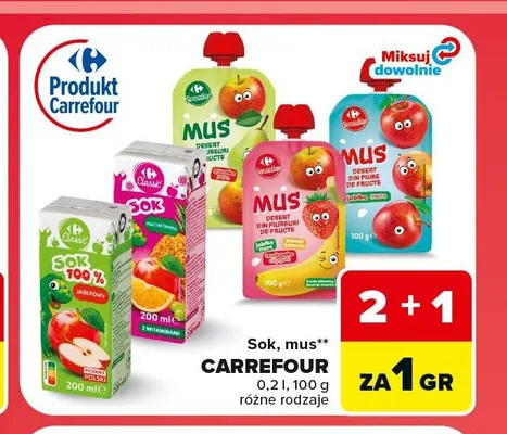 Mus jabłko banan truskawka Carrefour promocja w Carrefour Market