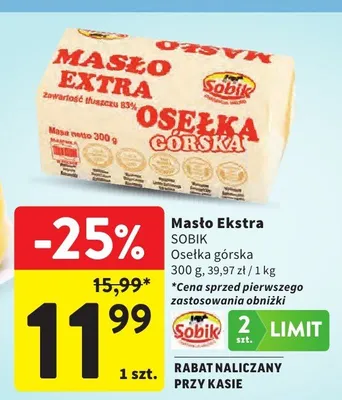 Masło ekstra osełka górska promocja w Intermarche