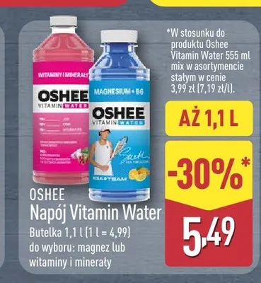 Napój Oshee Vitamin Water magnez i witaminy promocja w Aldi