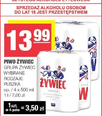 Piwo wybrane rodzaje puszka promocja w SPAR