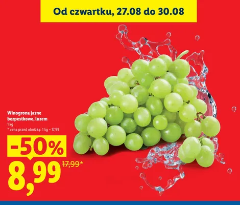 Winogrona jasne bezpestkowe promocja w Lidl