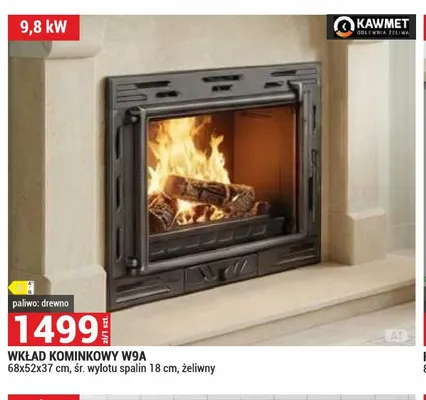 Wkład kominkowy W9A żeliwny Kawmet promocja w Merkury Market