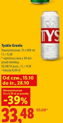 Piwo Tyskie Gronie 12-pak 500 ml promocja w Lidl