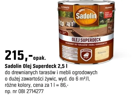 Sadolin Olej Superdeck 2,5 l promocja w OBI