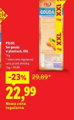 Ser gouda w plastrach XXL Pilos promocja w Lidl