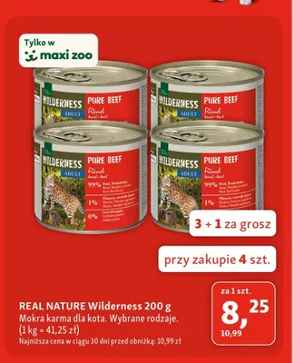 Mokra karma dla kota Real Nature Wilderness Pure Beef promocja w MAXI ZOO