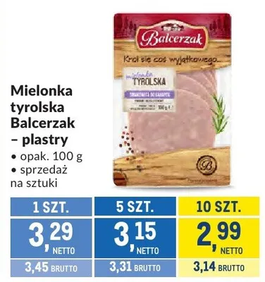 Mielonka tyrolska Balcerzak - plastry promocja w Makro