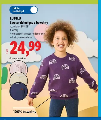 Sweter dziecięcy z bawełny Lupilu promocja w Lidl