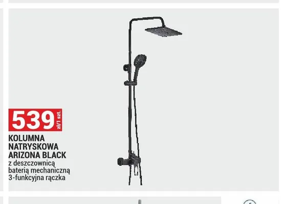 Kolumna natryskowa Arizona Black 3-funkcyjna rączka promocja w Merkury Market