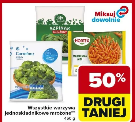 Wszystkie warzywa jednoskładnikowe mrożone promocja w Carrefour