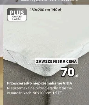 Prześcieradło nieprzemakalne VIDA 90x200 cm promocja w Jysk