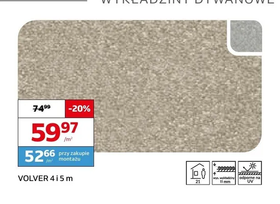 Wykładzina dywanowa Volver 5 m promocja w Komfort