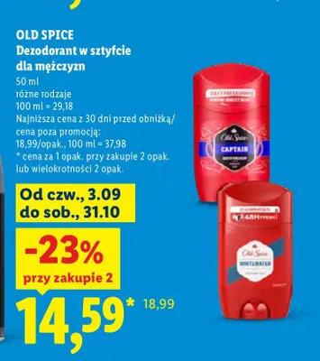 Dezodorant w sztyfcie dla mężczyzn Old Spice Captain promocja w Lidl