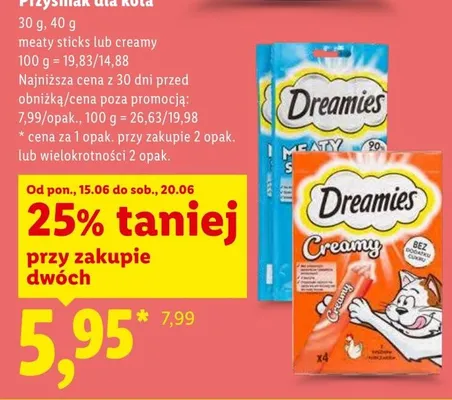 Przysmak dla kota Dreamies Creamy promocja w Lidl