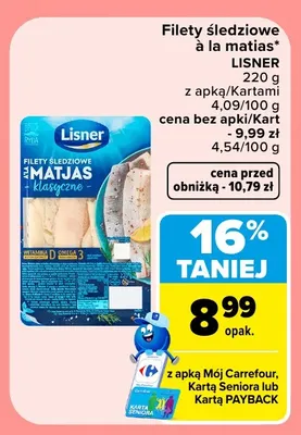 Filety śledziowe à la matias klasyczne Lisner promocja w Carrefour Market
