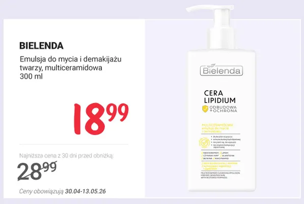 Emulsja do mycia i demakijażu twarzy multiceramidowa BIELENDA promocja w Rossmann