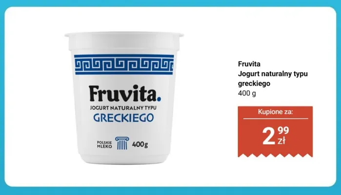 Jogurt naturalny typu greckiego Fruvita promocja w Biedronka