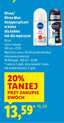 Antyperspirant w kulce dla mężczyzn Nivea Men promocja w Lidl