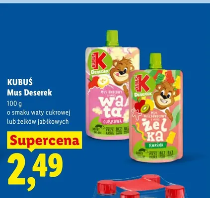 Mus Deserek o smaku waty cukrowej Kubuś promocja w Lidl