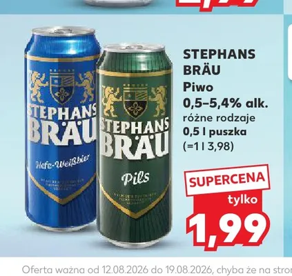 Piwo Stephans Bräu Hefe-Weißbier 500 ml promocja w Kaufland