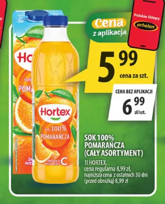 Sok jabłko Hortex 100% promocja w Arhelan