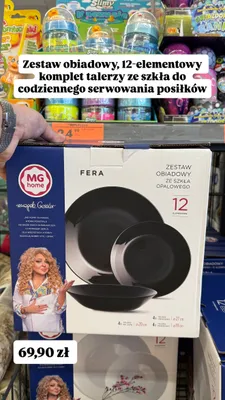 Zestaw obiadowy ze szkła opalowego 12 elementów Mg home Fera promocja w Biedronka