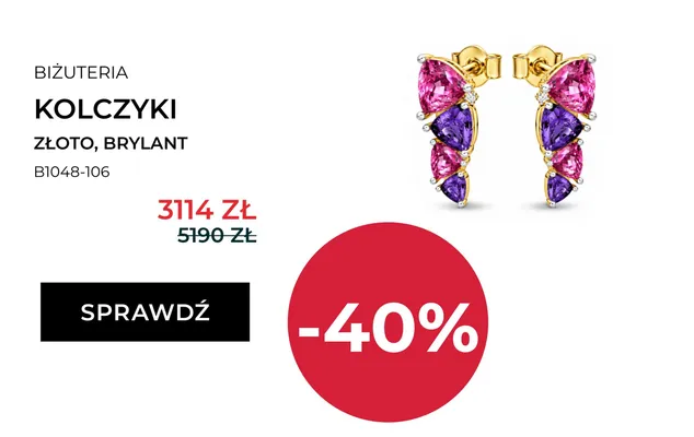 Kolczyki złote z brylantem Briju promocja w Briju
