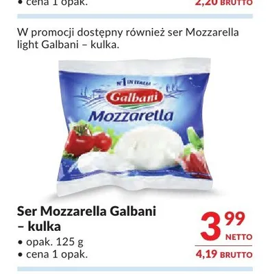 Ser Mozzarella Galbani kulka promocja w Makro