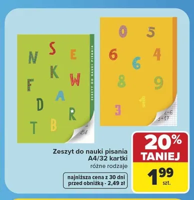 Zeszyt do nauki pisania A4 32 kartki promocja w Carrefour