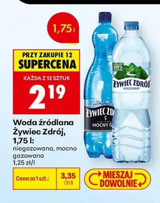 Woda źródlana gazowana Żywiec Zdrój mocno promocja w Biedronka