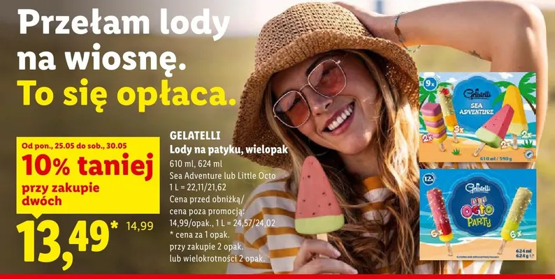 Lody na patyku Gelatelli wielopak promocja w Lidl