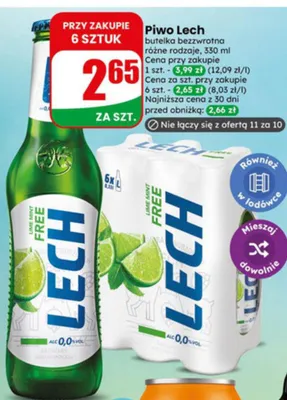 Piwo Lech Lime Mint Free promocja w Dino