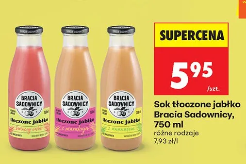 Sok tłoczony jabłko Bracia Sadownicy 750ml różne rodzaje promocja w Biedronka