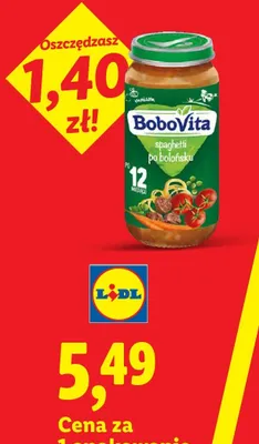 Danie dla dzieci po 12m-cu spaghetti po bolońsku BoboVita promocja w Lidl