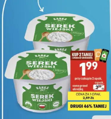 Serek wiejski naturalny Kanka promocja w Delikatesy Centrum