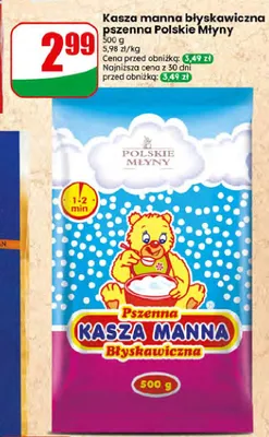 Kasza manna błyskawiczna pszenna Polskie Młyny promocja w Dino