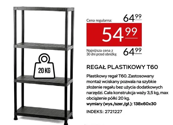 Regał plastikowy T60 promocja w Abra Meble