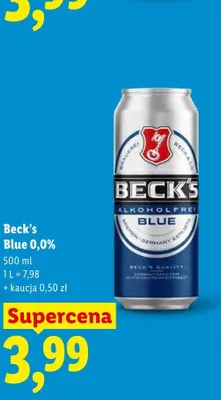 Piwo bezalkoholowe Beck's Blue 0,0% promocja w Lidl