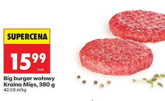 Big burger wołowy Kraina Mięs promocja w Biedronka