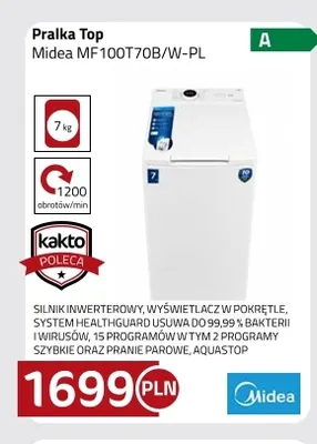 Pralka Top Midea MF100T70B/W-PL promocja w kakto.pl
